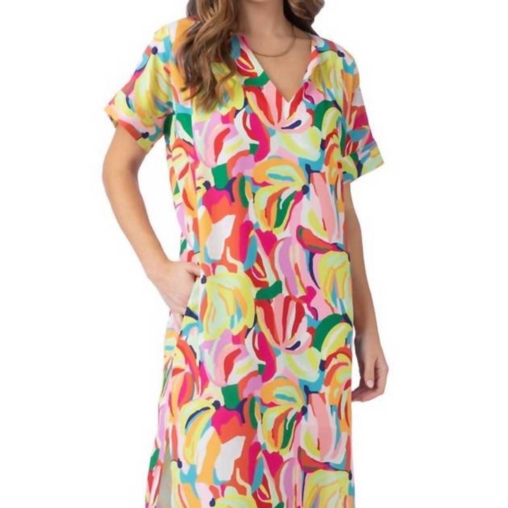 NEW CROSBY BY MOLLIE BURCH shep caftan dress in go bananas size medium NWT